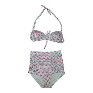 2 piece Vntage Pink Flamingo Swimsuit Bikini EUC size medium